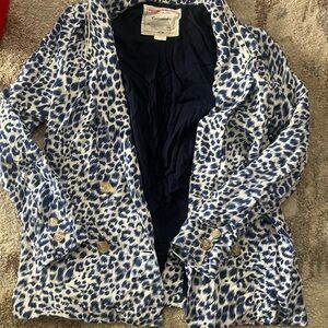 Cartonnier Blue and White Leopard Print Blazer
